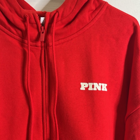 PINK IVY FLEECE CAMPUS FULL-ZIP HOODIE WOMEN'S  MEDIUM RELAXED FIT  RED NEW - Picture 7 of 14